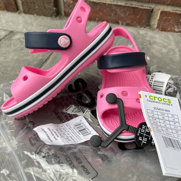 New Crocs Girls Bayaband Sandals Pink/Blue - Picture 6 of 15
